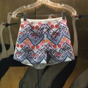 High Waist Embroidered Shorts